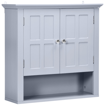 HOMCOM Bathroom Wall Cabinet, Medicine Cabinet, Over Toilet Storage Cabinet with Adjustable Shelf and 2 Doors for Hallway, Living Room, Gray