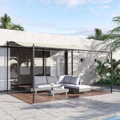 Outsunny 10' x 13' Steel Outdoor Pergola Gazebo, Cream White