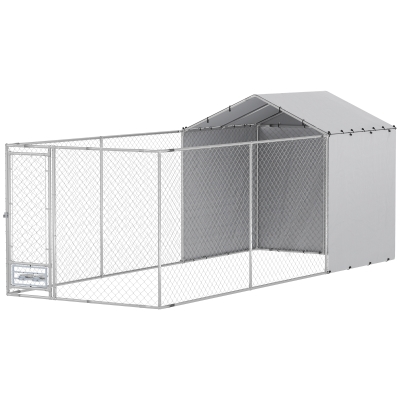 outdoor dog kennel 236.2" L x 90.6" W x 90.6" H Silver