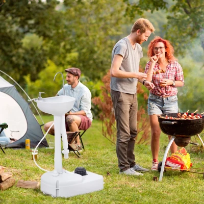Kleankin Portable Camping Sink, Handwashing Station with Wheels