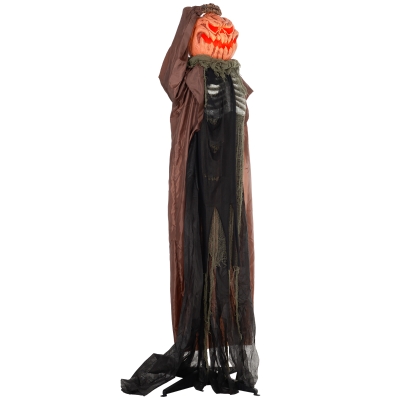 HOMCOM 6' Life Size Decoration Animatronic Skull Pumpkin Ghost Outdoor Halloween, Sound and Motion Activated