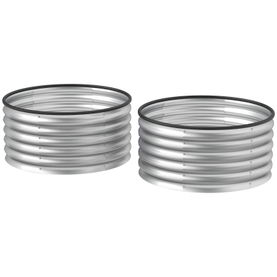 Garden Bed Set Φ35.4" x 16.9" H Silver