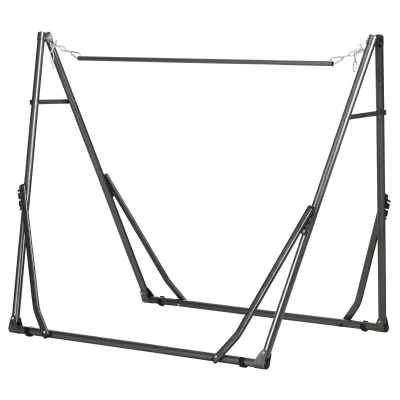Outsunny Portable Hammock Stand, 2-in-1 Hammock Net Stand and Hanging Space, Patio, Garden, Yard, Black