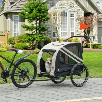 Aosom 2-in-1 Pet Bike Trailer for Small Dogs, White