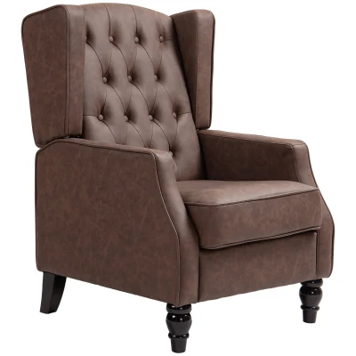 HOMCOM Faux Leather Armchair, Modern Accent Chair with Thick Padding for Living Room, Bedroom, Home Office, Brown