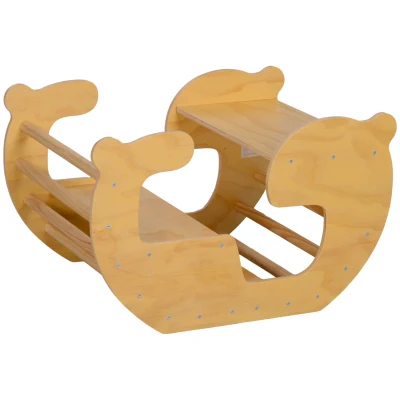 Qaba 2 in 1 Wooden Toddler Climbing Toy Indoor, Kids Table and Chair Set