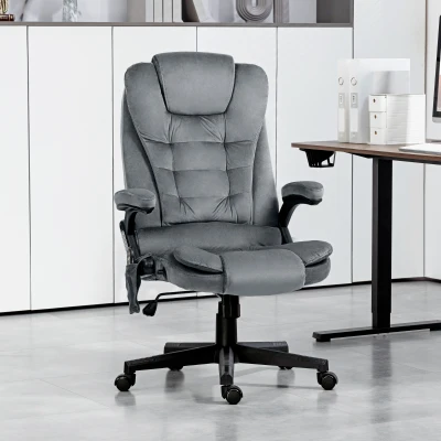 Vinsetto Velvet Executive Office Chair with Heat & Massage, Gray