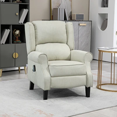 HOMCOM Massage Recliner Chair with Heat, Wingback, Beige