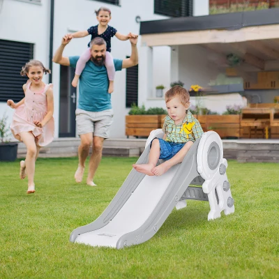 Qaba Folding Kids Slide, Gray Freestanding Climber for Ages 1-3