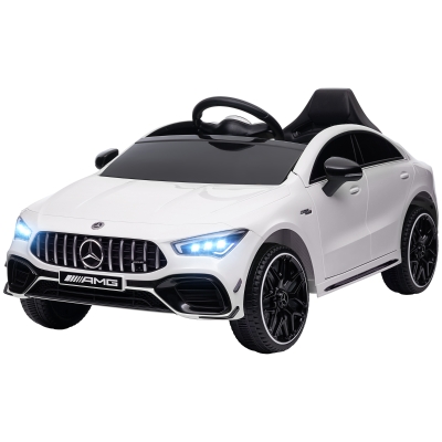 Qaba Mercedes-Benz AMG Licensed 12V Kids Ride on Car with Remote Control, Rear Suspension, LED Lights, Music, White