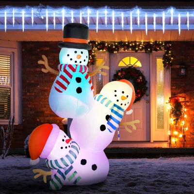 Inflatable Snowman 70.9" W x 31.5" D x 98.4" H Multi-colored