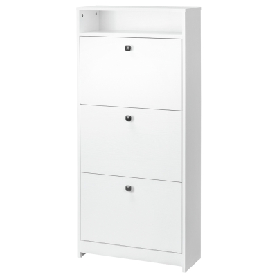 HOMCOM Slim Shoe Rack with 3 Fold-Out Drawers, White