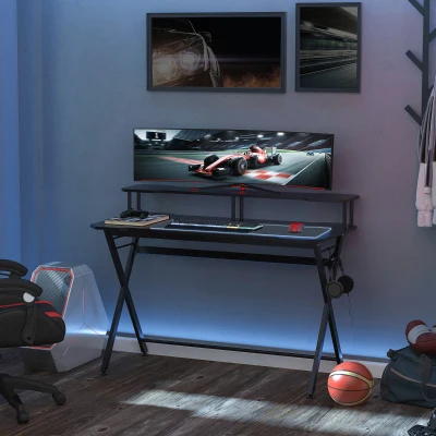 HOMCOM 55" Gaming Desk, Racing Style, Black