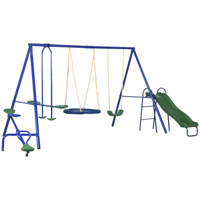 Outsunny 693 lbs Heavy-Duty Swing Set, 5-in-1 Outdoor Playset