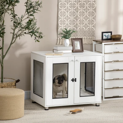 Dog Cage 31.5" x 21.75" x 27.5" White