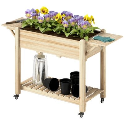 Raised Planter 57.1" W x 20.5" D x 33.9" H Natural Wood