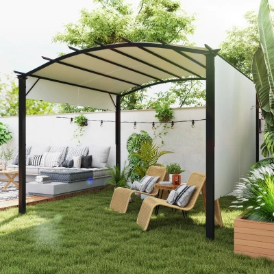 Outsunny 11' x 11' Retractable Outdoor Pergola, Beige