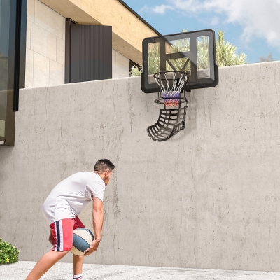 Soozier Basketball Hoop Ball Returner, Height Adjustable Basketball Rebounder with 360° Rotatable Return Chute, Black