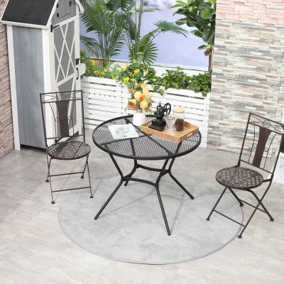 Outsunny 35" Round Outdoor Bistro Table, Fast Drying Metal, Black