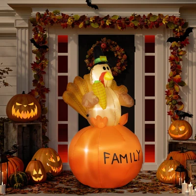 Inflatable Turkey 39.4" W x 33.5" D x 59.1" H Multi-colored