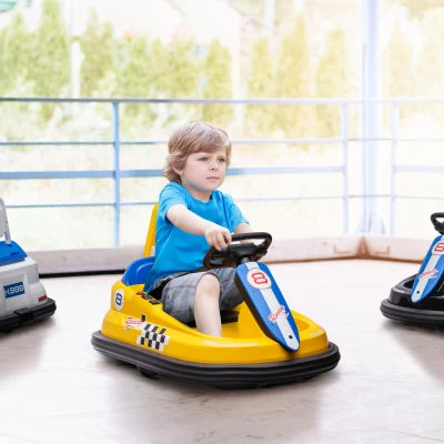 Aosom Electric Ride On Bumper Car for Kids, 360° Rotation, Yellow