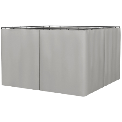 Outsunny 10' x 10' Universal Gazebo Sidewall Set with 4 Panels, Hooks/C-Rings Included for Pergolas & Cabanas, Light Grey