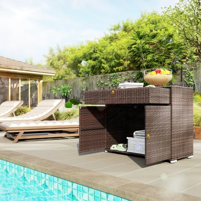 Rattan Storage Cabinet 39.25" x 19.75" x 33" Brown
