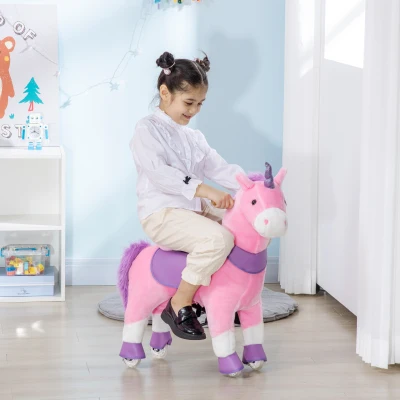 Qaba Ride On Unicorn, Soft Plush Rocking Horse, 176lbs Capacity