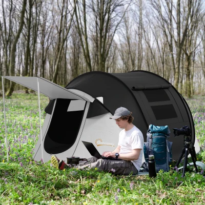 Outsunny Pop Up Tent, 3000mm Waterproof for 2-3 People, Black