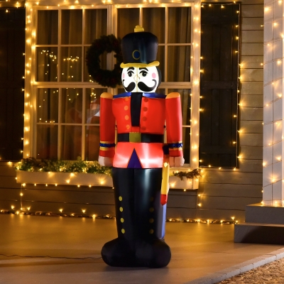 HOMCOM 6 Ft Tall Nutcracker Toy Soldier Outdoor Lighted Airblown Inflatable Christmas Lawn Decoration