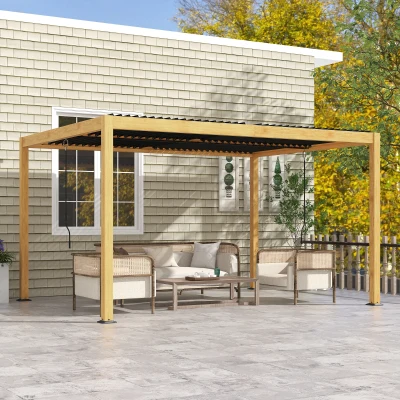 Outsunny 10' x 13' Aluminum Louvered Pergola, Adjustable Roof Gazebo