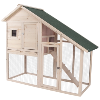 PawHut 55" 2-Tier Wooden Rabbit Hutch, Bunny Cage