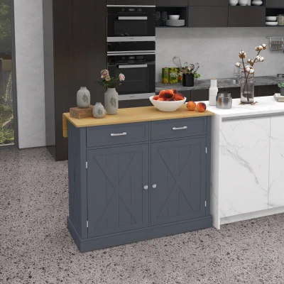 HOMCOM Rolling Kitchen Cart with Drop Leaf Bar & Storage, Dark Gray