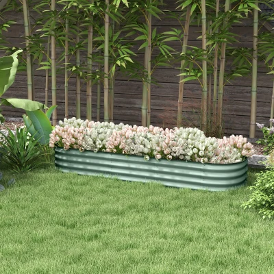 Outsunny 6.4' Galvanized Raised Garden Bed Kit, Metal Planter Green