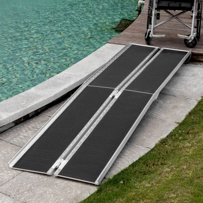 HOMCOM 10' Portable Skidproof Wheelchair Ramp, Foldable