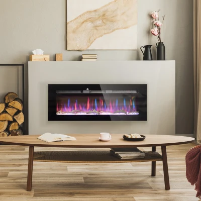 HOMCOM 50" Wall-Mounted Electric Fireplace Heater with Remote
