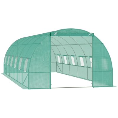 Outsunny 26' x 10' x 6.6' Large Walk in Tunnel Greenhouse Garden Plant Seed Green House Premium Steel Frame