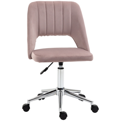 Vinsetto Mid Back Office Chair Velvet Fabric Swivel Scallop Shape Computer Desk Chair, Pink