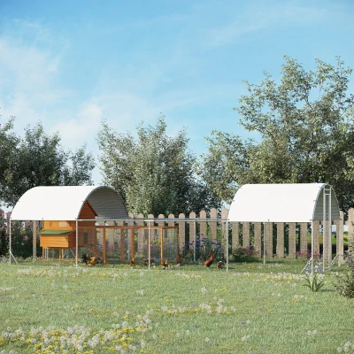 PawHut Large Metal Chicken Run for 20-24 Chickens, Silver