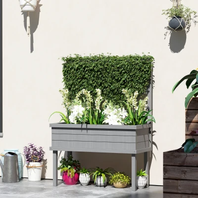 Raised Planter 41.25" W x 17.75" D x 55" H Gray