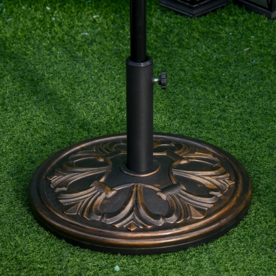 Outsunny 29 lb Heavy Duty Concrete Umbrella Base, 19" Round Parasol Holder for Outdoor, Garden, Backyard, Deck, Bronze