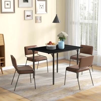 HOMCOM Folding Drop Leaf Dining Table for Small Spaces, Black