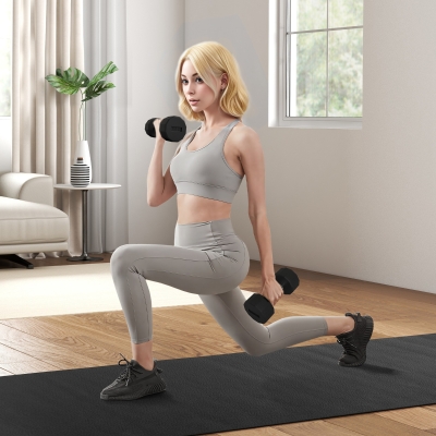 Soozier 2 x 15lbs Dumbbells Set with Non-Slip Grip, Rubber Covered Weights for Men Women Home Gym Workout