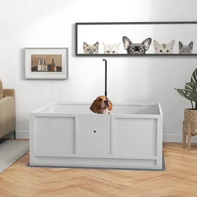 PawHut Whelping Box 49" x 48", Adjustable Door for Dogs