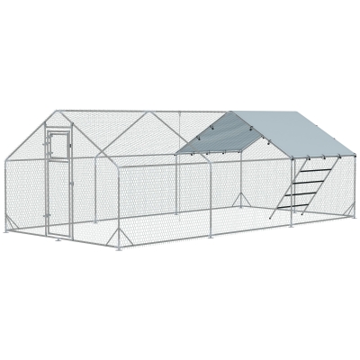 Chicken Coop 9.8'W x 19.7'D x 6.4'H Silver