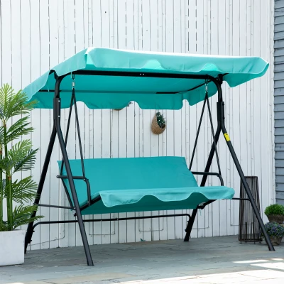Outsunny 3-Seat Outdoor Swing Chair, Steel Frame, Green