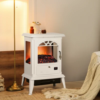 HOMCOM 23" Electric Fireplace Stove, Adjustable Heater, White