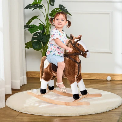 Qaba Kids Rocking Horse Pony Ride-On Toy for Toddlers, Pink