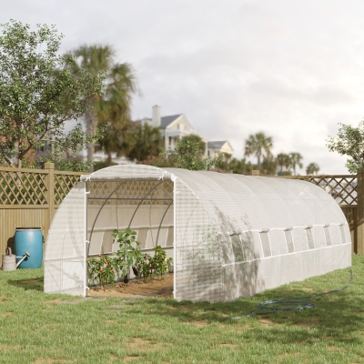 Outsunny 26' x 10' x 6.6' Large Walk in Tunnel Greenhouse Garden Plant Seed Green House Premium Steel Frame