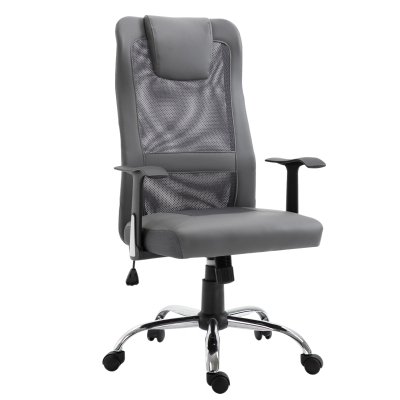 Vinsetto Office Chair High Back Mesh Ergonomic Computer Desk Seat Thick Padded Headrest with Armrest Office Grey
